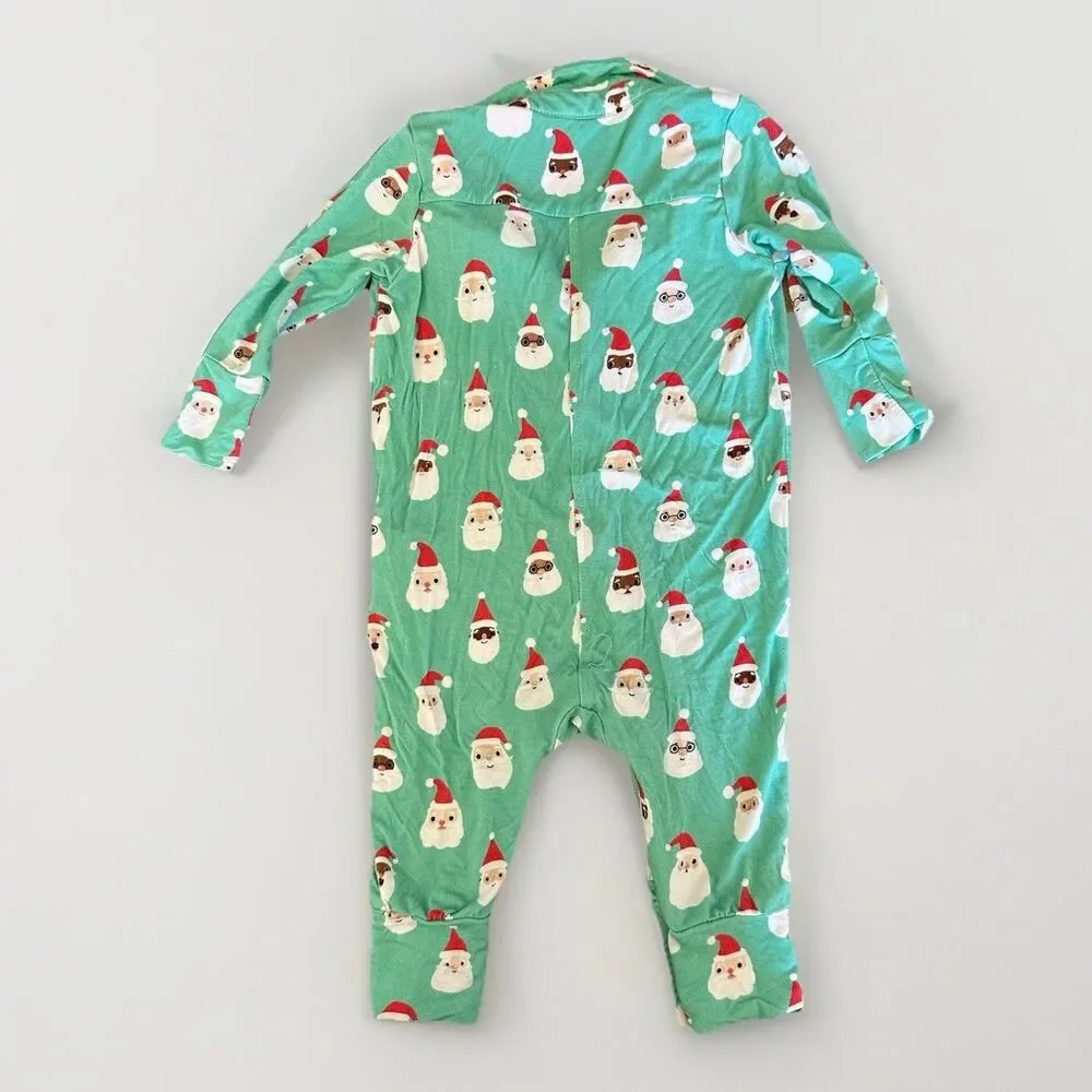 Posh Peanut Size 9-12 Months Santa Medley Long Sleeve Collared Romper Christmas